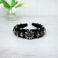 Dark Crystal Black Velvet Hairband