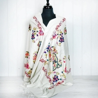 Embroidered Wrap - Cream