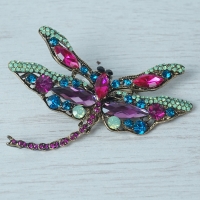 Multi Coloured Dragonfly Brooch