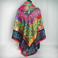 Mutli Colour Geometric Floral Silk Scarf