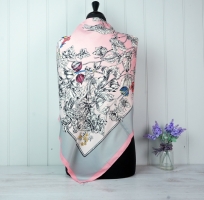 Pink & Grey Silk Scarf