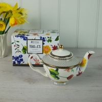 White Floral Teapot - Small