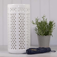 White Pierced Ceramic Umbrella Stand